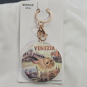 Women's Mirror Compact Keychain Bag Charm NWT Venezia Italy Fashion Design